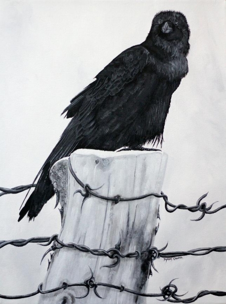 Raven on a Post by ROBERT CROOKER ART