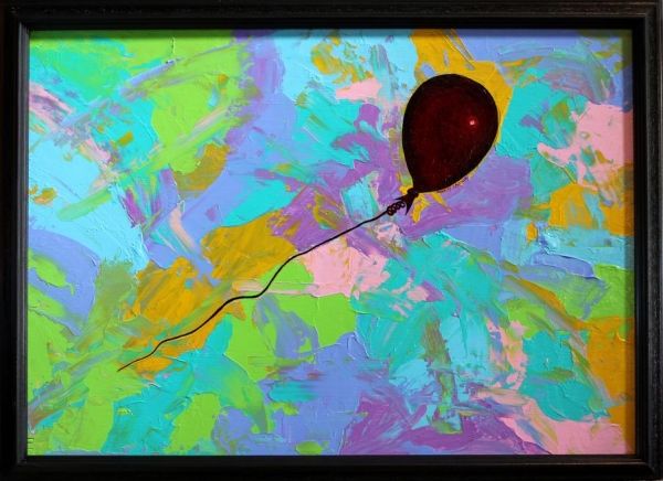 A Red Balloon in a Pastel Storm by ROBERT CROOKER ART